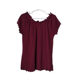 Old Navy Top Girls Large Short Sleeve Stretch Merlot School Play Fall